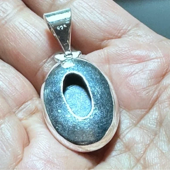 Stunning Blue Lapis Lazuli Natural Stone Silver tone Pendant Necklace 4313 - Picture 3 of 10